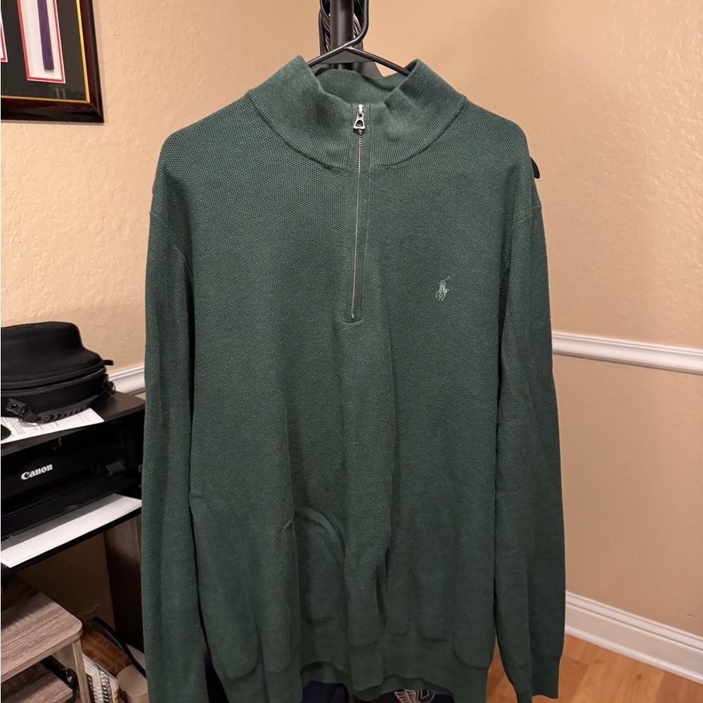 Ralph Lauren Men's Forest Green Zip-Up Sweater